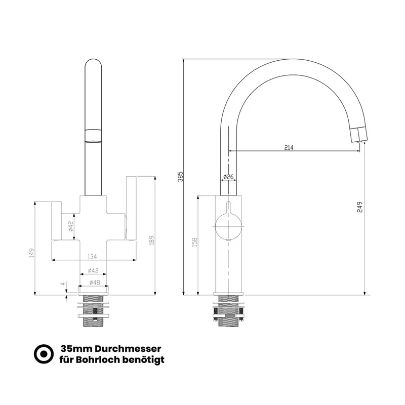 Niederdruck 3-Wege-Armatur Furore Neo verchromt