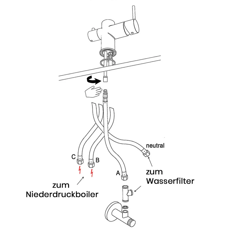 Niederdruck 3-Wege-Armatur Furore Neo verchromt