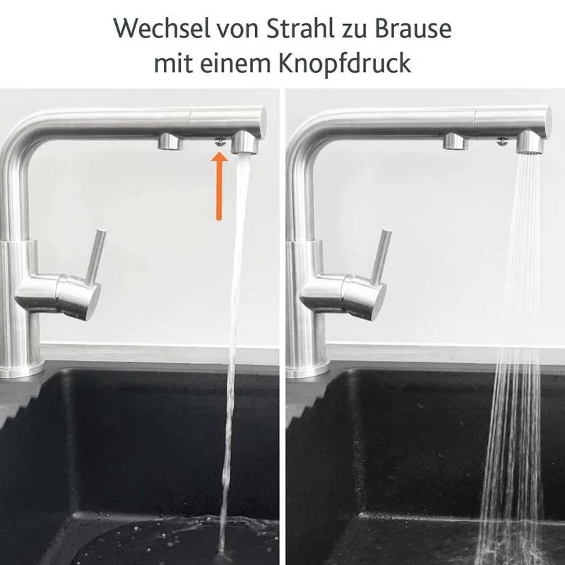 Herausziehbare 3-4-Wege-Armatur Calabro Edelstahl matt