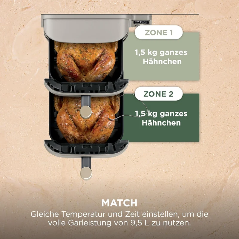Ninja Double Stack XL-Heißluftfritteuse, 6 Funktionen, Steingold SL451EUSD