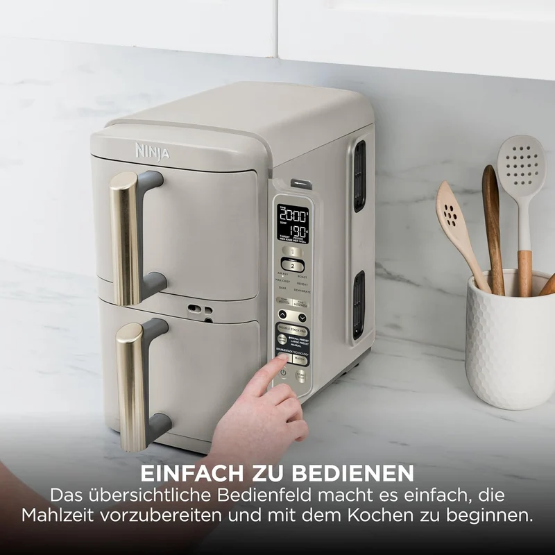 Ninja Double Stack XL-Heißluftfritteuse, 6 Funktionen, Steingold SL451EUSD
