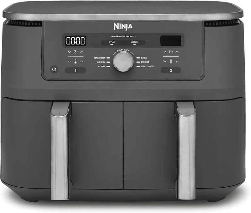 Ninja Dual Zone Digital Air Fryer, 2 Schubladen, Metallic Grau DZ400EU