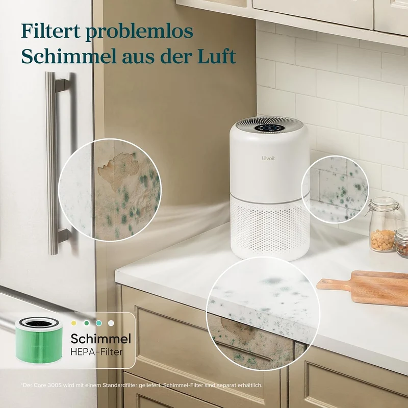 Levoit Core 300S Luftreiniger Allergiker mit APP, Auto-Modus, bis 50㎡, Weiß