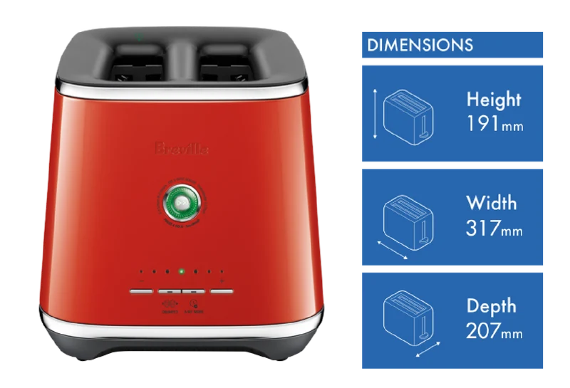 Breville The Eye Q 850 Auto 2 Slice Toaster Pomodoro Rosso