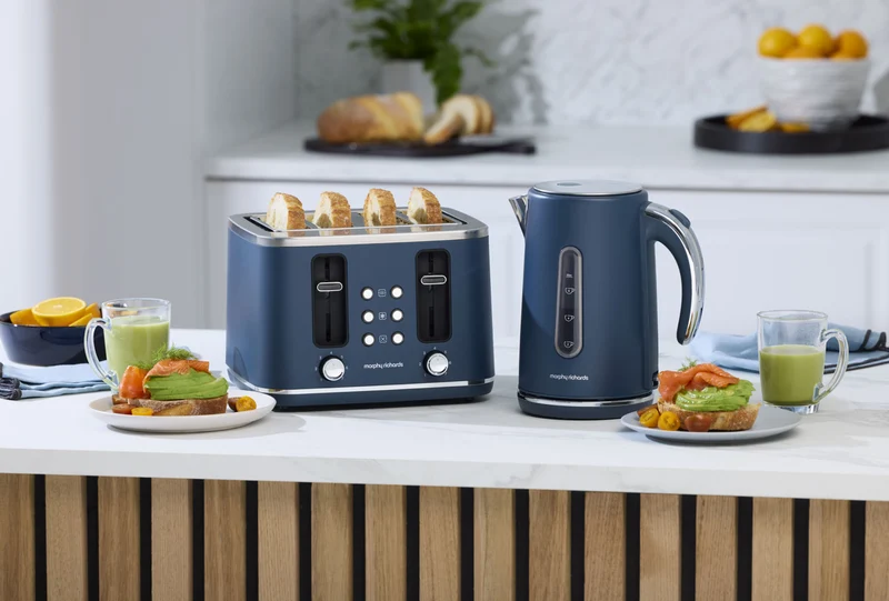 Morphy Richards Array Kettle And 4 SliceToaster Breakfast Pack Pacific Spirit Blue