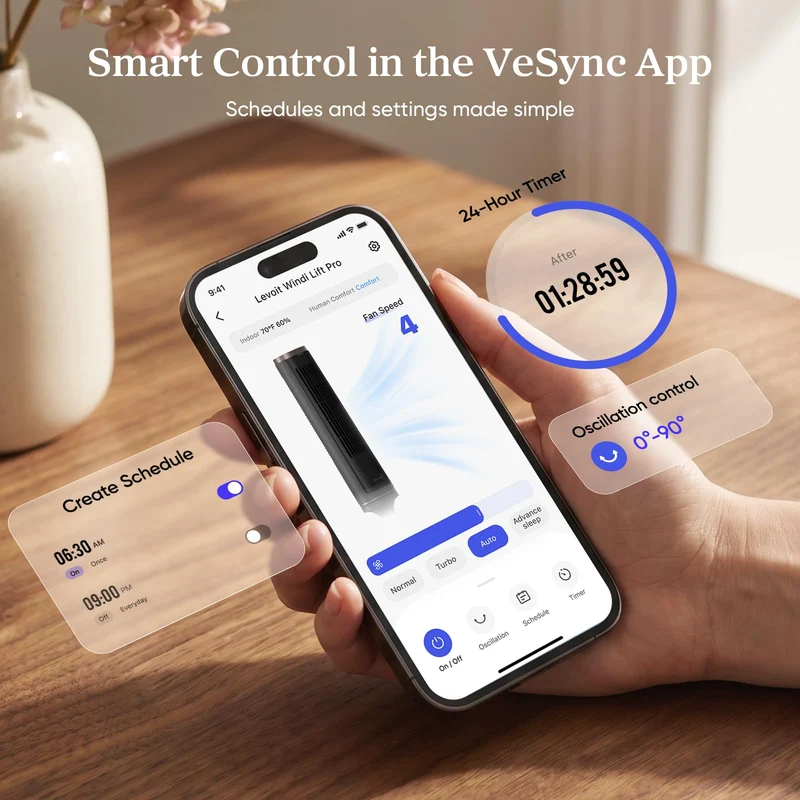 LEVOIT Windi Lift Smart Tower Fan
