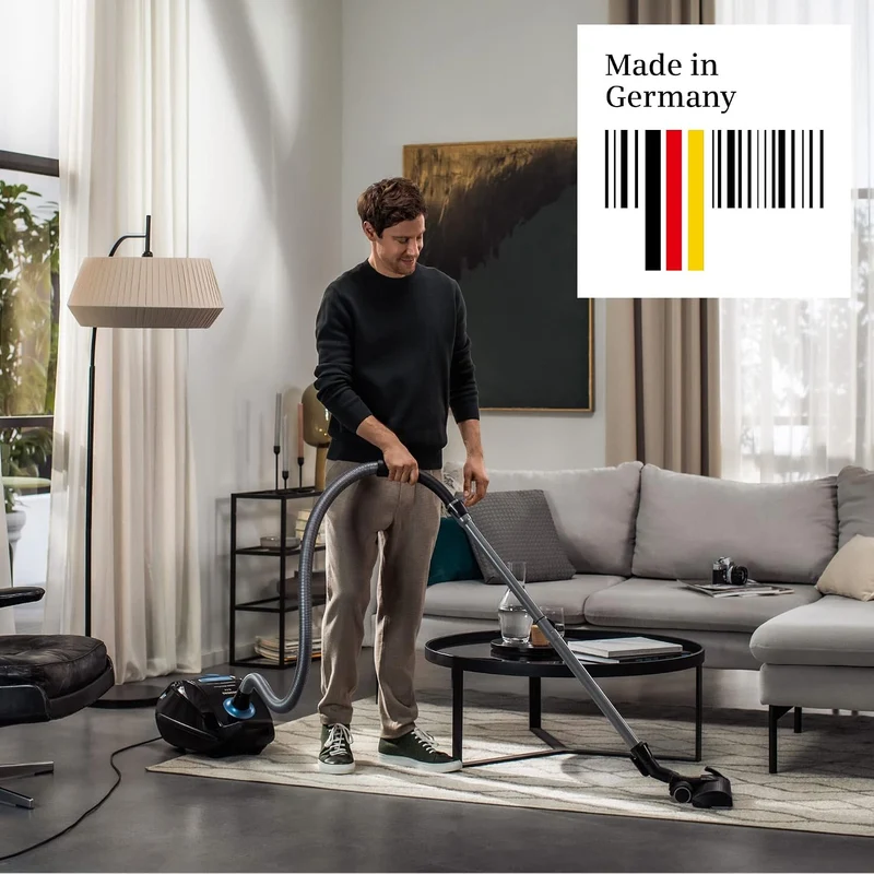 Siemens Staubsauger mit Beutel Q5.0 extreme silencePower VSQ5X1230, ideal für Allergiker, Hygiene-Filter, starke Saugleistung, Bodendüse für Parkett, Teppich, Fliesen, langes Kabel, 850 W, schwarz