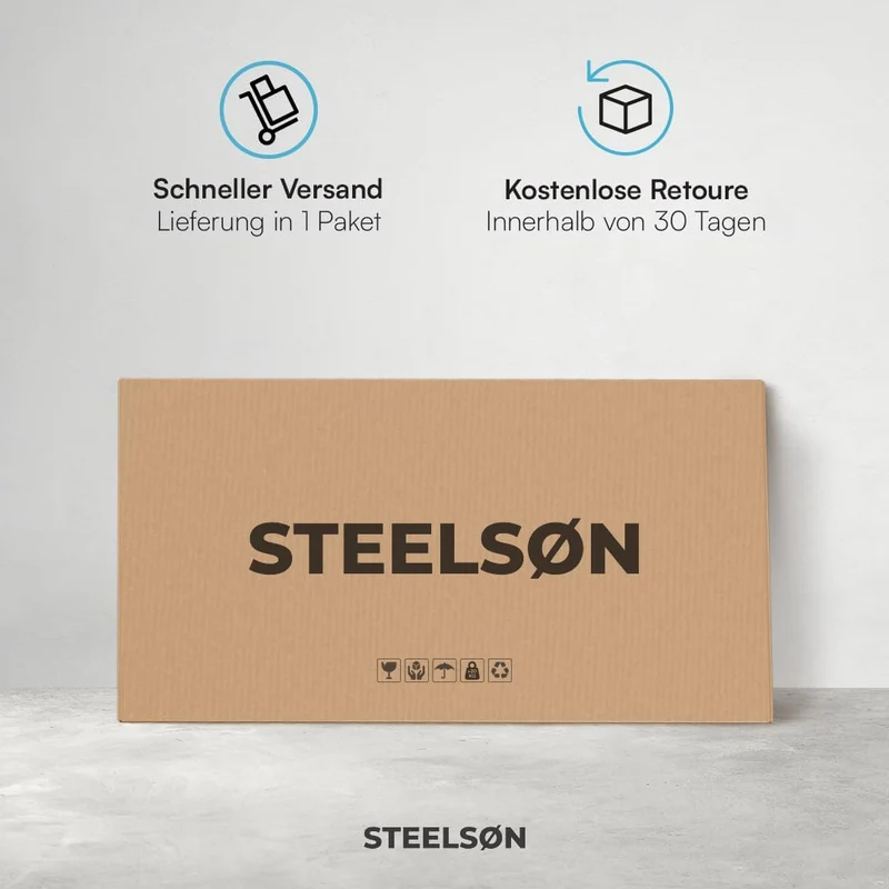 STEELSØN Dorado Gartenbox Metall Anthrazit – Wasserdichte Auflagenbox abschließbar mit Deckel & Gasdruckfeder