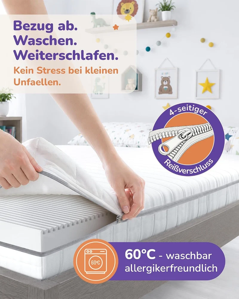 Sun Garden Kindermatratze 90x200 cm, 3-12 Jahre, 15 cm Komfortschaum RG28