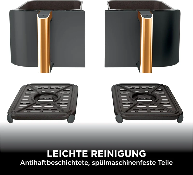 Ninja Foodi MAX Dual Zone Heißluftfritteuse, 9,5L Airfryer, 2 Fächer, mit Zange, Antihaftbeschichtung, spülmaschinenfeste Körbe, 6-in-1, Amazon Exklusiv, Kupfer/Schwarz, AF400EUCP