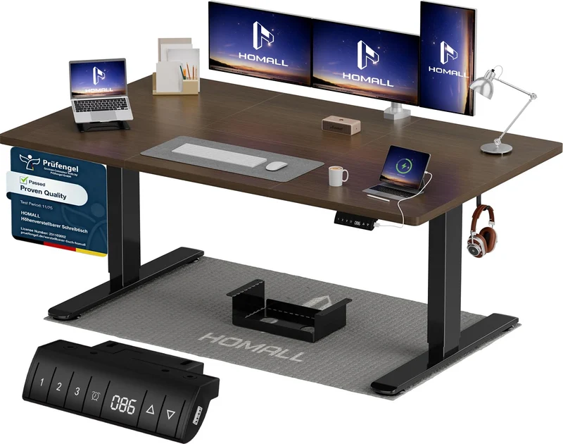 Homall Elektrischer Schreibtisch höhenverstellbar Weiß – Standing Desk mit USB-A, Memory-Funktion & Kabelmanagement