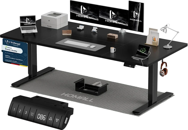 Homall Elektrischer Schreibtisch höhenverstellbar Weiß – Standing Desk mit USB-A, Memory-Funktion & Kabelmanagement