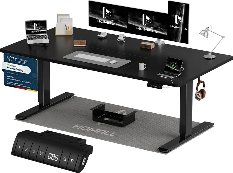 Homall Elektrischer Schreibtisch höhenverstellbar Weiß – Standing Desk mit USB-A, Memory-Funktion & Kabelmanagement