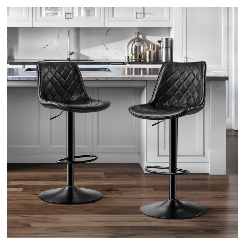 STOOLINK Barhocker 2er Set Barstuhl Höhenverstellbar mit Mikrofaser-Leder, Barhocker mit Lehne, Tresenhocker Drehbar, Bistrohocker Designer, Barstühle für Küche, Theke, Bar-Braun
