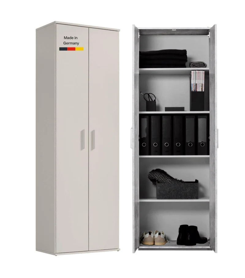 mokebo Mehrzweckschrank Besenschrank (60x180 cm) 'Der Lange' Made in Germany aus Holz auch als Haushaltsschrank Putzschrank Vorratsschrank Flurschrank Weiß