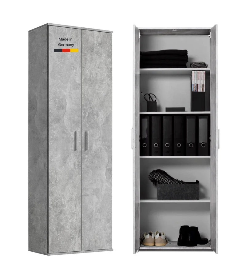 mokebo Mehrzweckschrank Besenschrank (60x180 cm) 'Der Lange' Made in Germany aus Holz auch als Haushaltsschrank Putzschrank Vorratsschrank Flurschrank Weiß