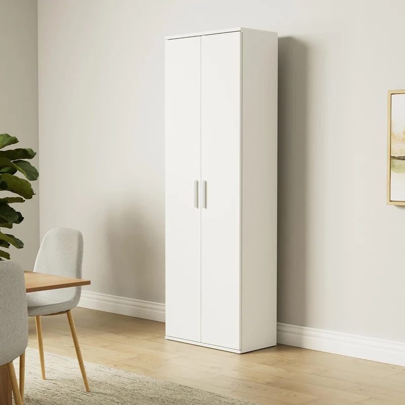 mokebo Mehrzweckschrank Besenschrank (60x180 cm) 'Der Lange' Made in Germany aus Holz auch als Haushaltsschrank Putzschrank Vorratsschrank Flurschrank Weiß