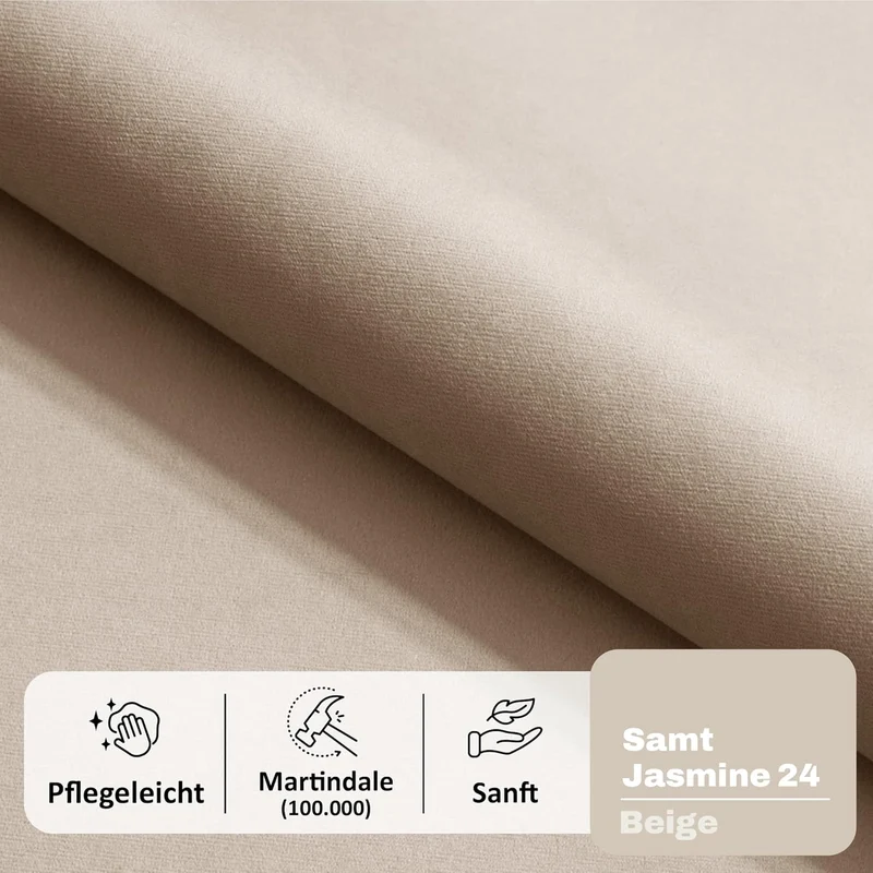 Motivena Santiago Boxspringbett 160x200 Beige Samt mit Bettkasten – Matratze H4 & Topper H3, Polsterbett mit Kopfteil