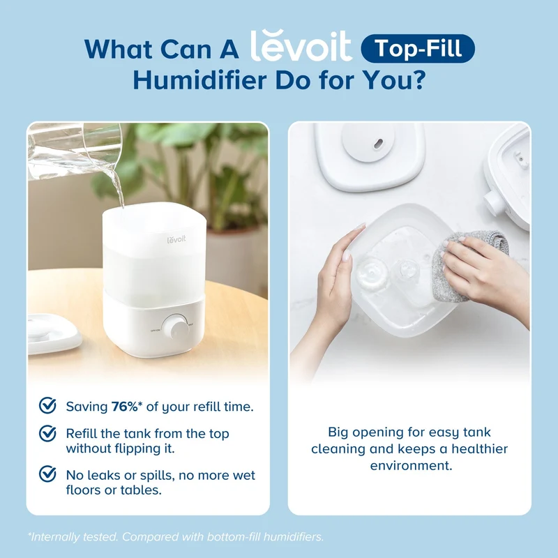 LEVOIT Classic 160 2.5L Top Fill Ultrasonic Humidifiers for Bedroom