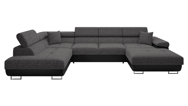 Mirjan24 Torezio Bis Ecksofa U-Form mit Schlaffunktion & Bettkasten, Wohnlandschaft mit verstellbaren Kopfstützen