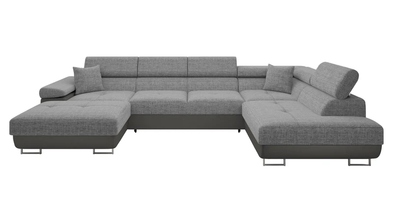 Mirjan24 Torezio Bis Ecksofa U-Form mit Schlaffunktion & Bettkasten, Wohnlandschaft mit verstellbaren Kopfstützen
