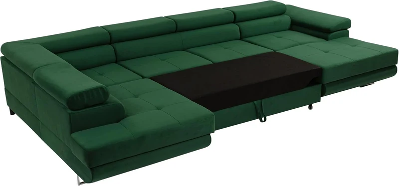Mirjan24 Torezio Bis Ecksofa U-Form mit Schlaffunktion & Bettkasten, Wohnlandschaft mit verstellbaren Kopfstützen