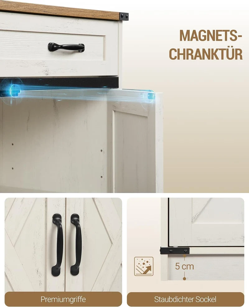 Hzuaneri Sideboard, Buffetschrank mit 2 Schublade, 4 Türen