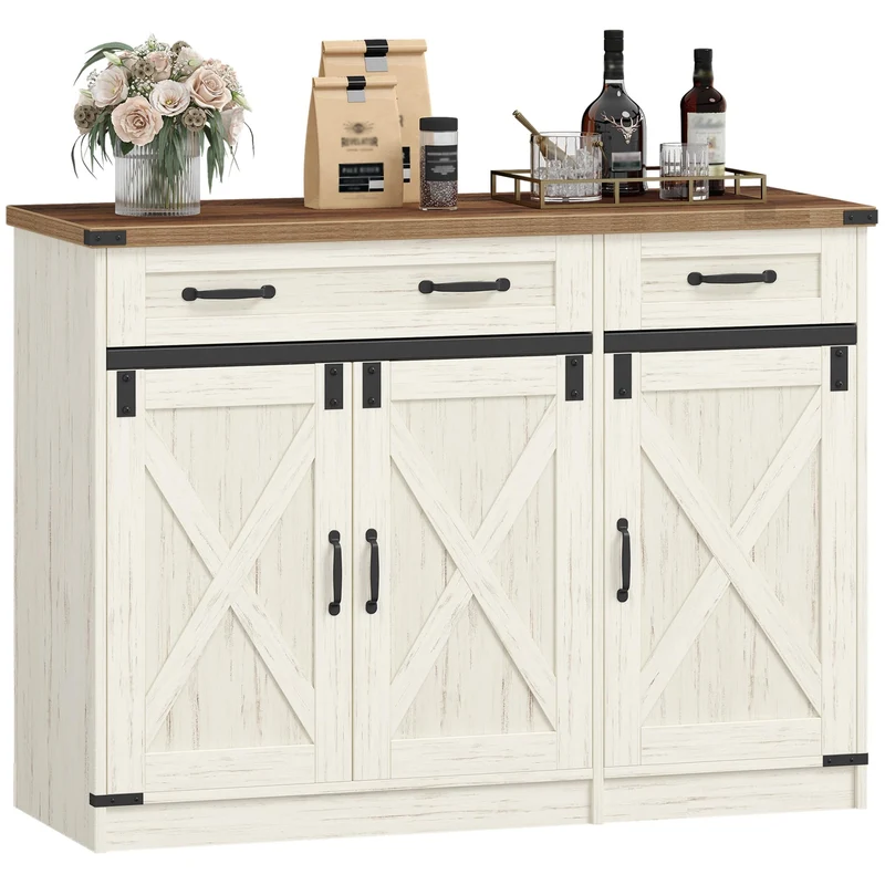 Hzuaneri Sideboard, Buffetschrank mit 2 Schublade, 4 Türen