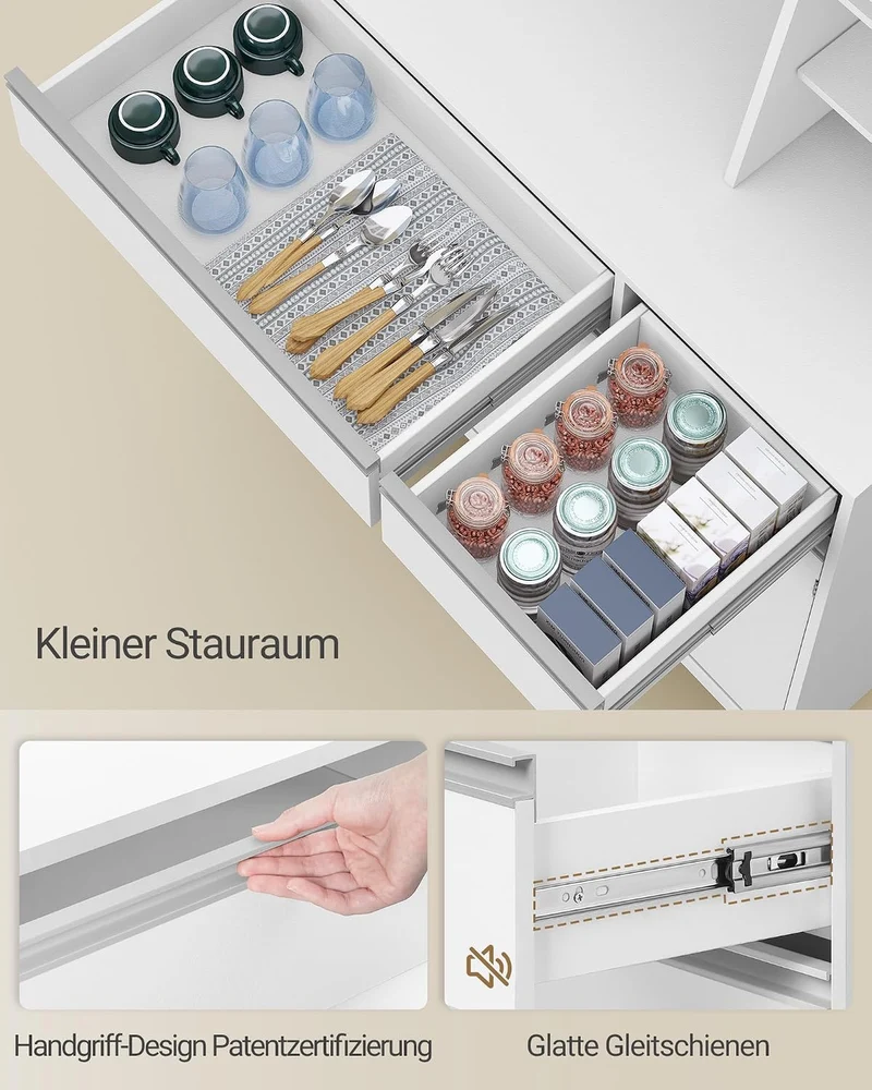 Hzuaneri küchenschrank, Buffetschrank, mit Steckdosen und Led-Lichtleisten