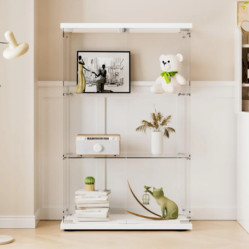 Glasvitrine Standvitrine in Schwarz, 164x42,5x36,5CM Glas Vitrine