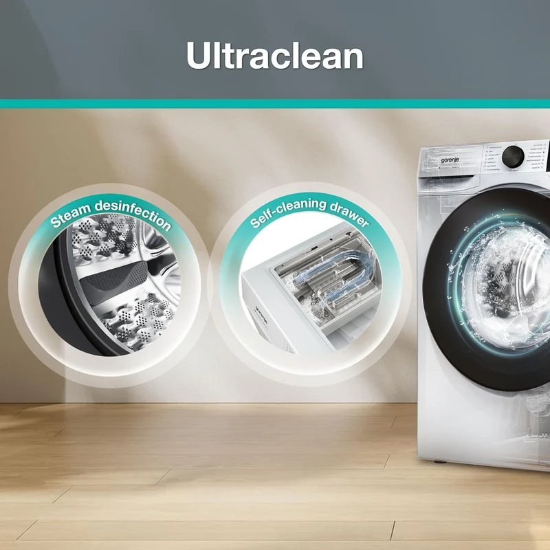 Gorenje WGAM474A Waschmaschine mit Dampffunktion /7 KG /1400 U-Min/ConnectLife /15 Programme/UltraClean/EasyDosing/SteamTech/Inverter PowerDrive /20% besser als Energieeffizienzklasse A/Weiß