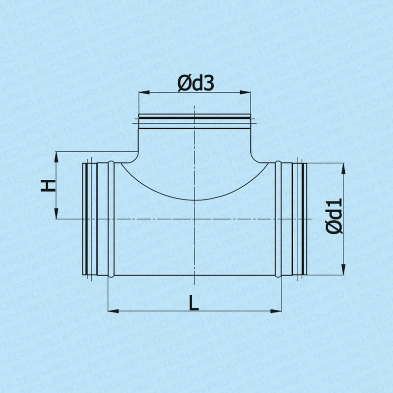 Wickelfalz T-Stück mit Lippendichtung von Ø 80 bis Ø 315 mm