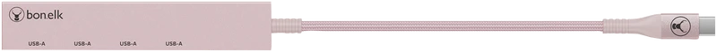 Bonelk Long-Life USB-C to 4 Port USB-A Slim Hub (Blush)