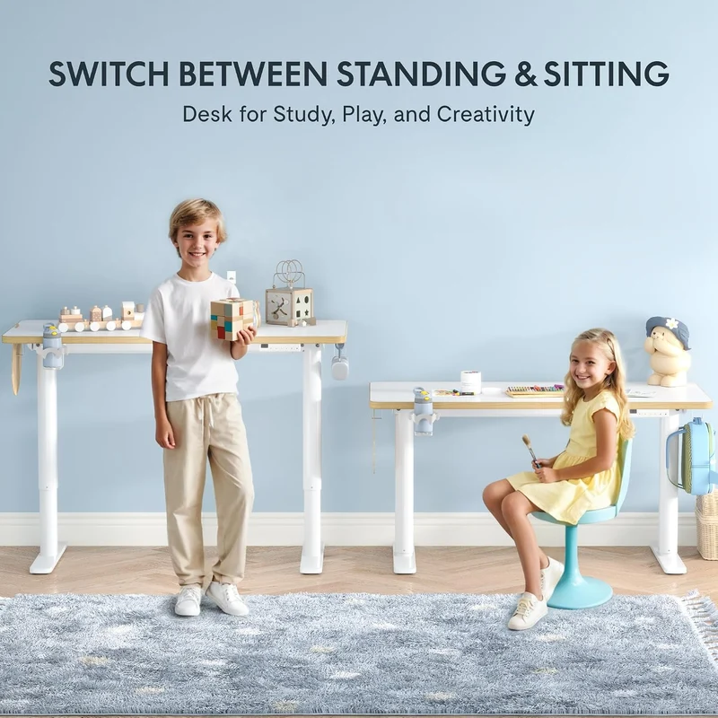 FLEXISPOT Kinderschreibtisch höhenverstellbar elektrisch 110 × 52 cm, Weiß