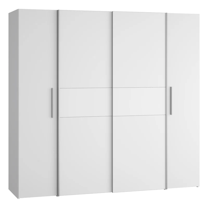 Forte Kalixtus Kleiderschrank 4-türig mit Schwebetüren – Moderner Schlafzimmerschrank mit Kleiderstangen & Einlegeböden