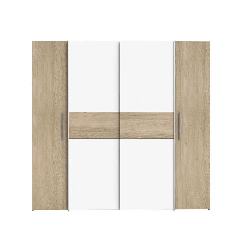 Forte Kalixtus Kleiderschrank 4-türig mit Schwebetüren – Moderner Schlafzimmerschrank mit Kleiderstangen & Einlegeböden