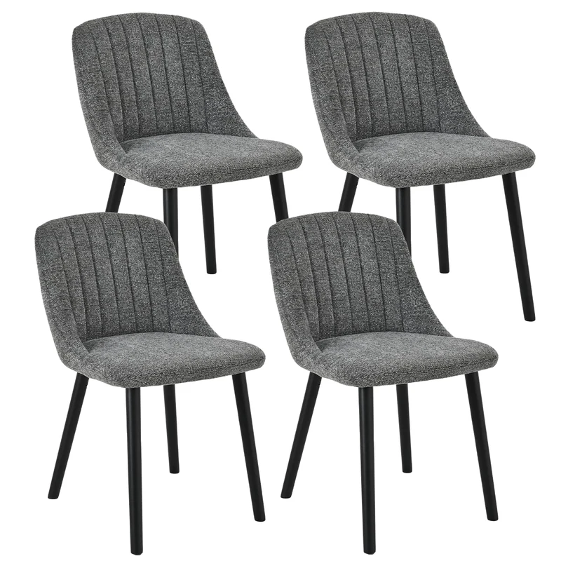 Esszimmerstühle Beige 4er Set Holzbeine Polsterstuhl Küchenstuhl aus Polyester Stühle Esszimmer Wohnzimmerstuhl für Esszimmer Küche Büro