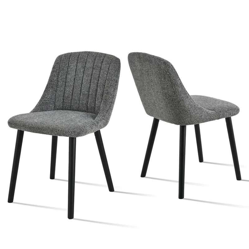 Esszimmerstühle Beige 4er Set Holzbeine Polsterstuhl Küchenstuhl aus Polyester Stühle Esszimmer Wohnzimmerstuhl für Esszimmer Küche Büro