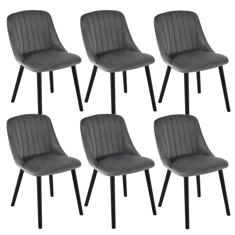 Esszimmerstühle Beige 4er Set Holzbeine Polsterstuhl Küchenstuhl aus Polyester Stühle Esszimmer Wohnzimmerstuhl für Esszimmer Küche Büro