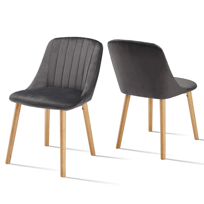 Esszimmerstühle Beige 4er Set Holzbeine Polsterstuhl Küchenstuhl aus Polyester Stühle Esszimmer Wohnzimmerstuhl für Esszimmer Küche Büro