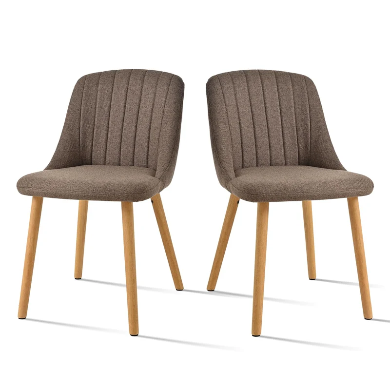Esszimmerstühle Beige 4er Set Holzbeine Polsterstuhl Küchenstuhl aus Polyester Stühle Esszimmer Wohnzimmerstuhl für Esszimmer Küche Büro