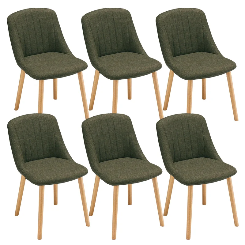 Esszimmerstühle Beige 4er Set Holzbeine Polsterstuhl Küchenstuhl aus Polyester Stühle Esszimmer Wohnzimmerstuhl für Esszimmer Küche Büro