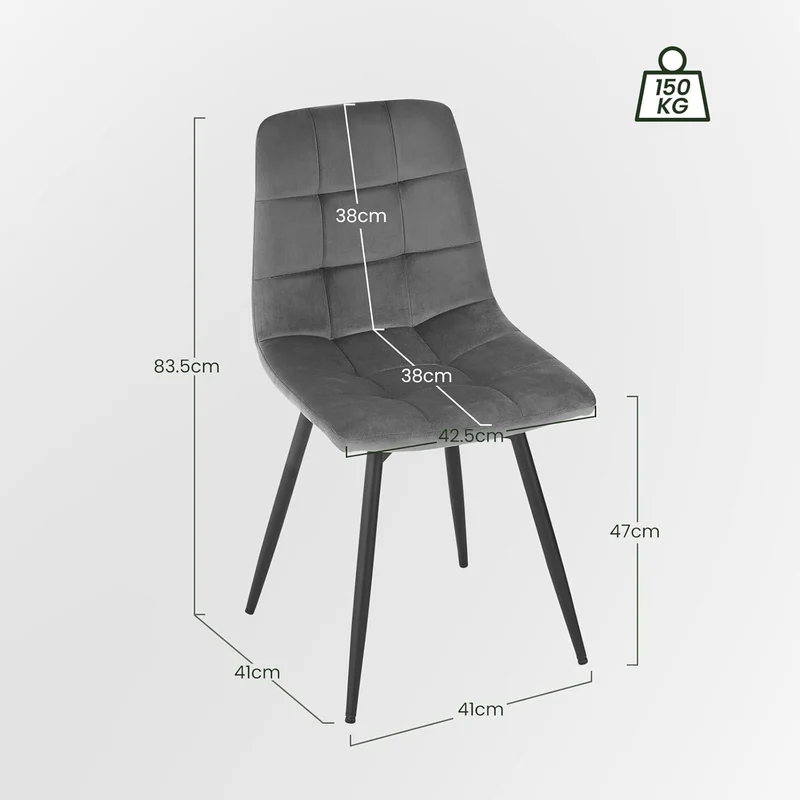 EUGAD Esszimmerstühle 4er Set Drehbar Samt Dunkelgrau