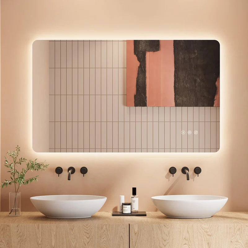Dripex Badezimmerspiegel Led Badspiegel Rund, Touch-Schalter, Dimmbar, 3 Lichtfarbe Einstellbare Spiegel Bad mit Beleuchtung, LED Wandspiegel mit Licht, Beschlagfrei 80x80 cm