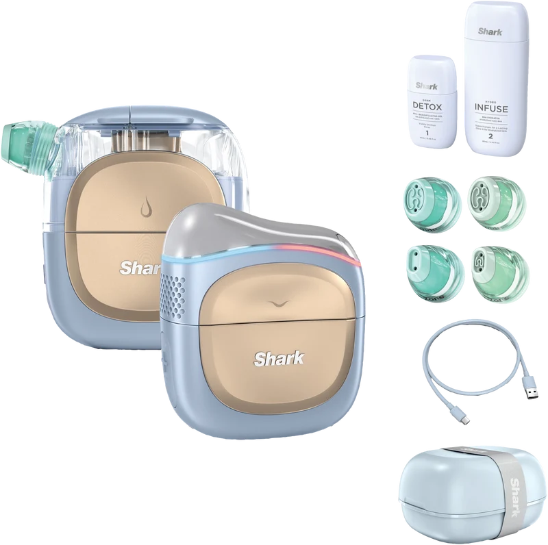 Shark FacialPro Glow At Home Hydro-Powered Facial System - Blue & Champagne Gold