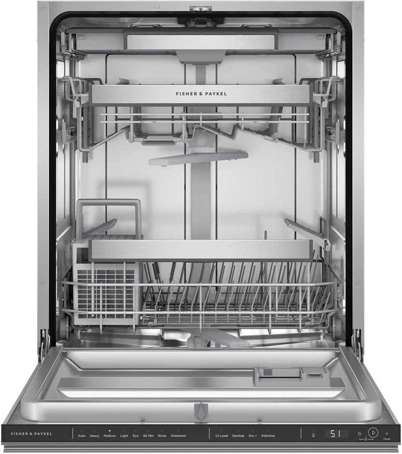 Fisher & Paykel Series 7 Contemporary Built-Under Dishwasher, Recessed Handle, Stainless Steel