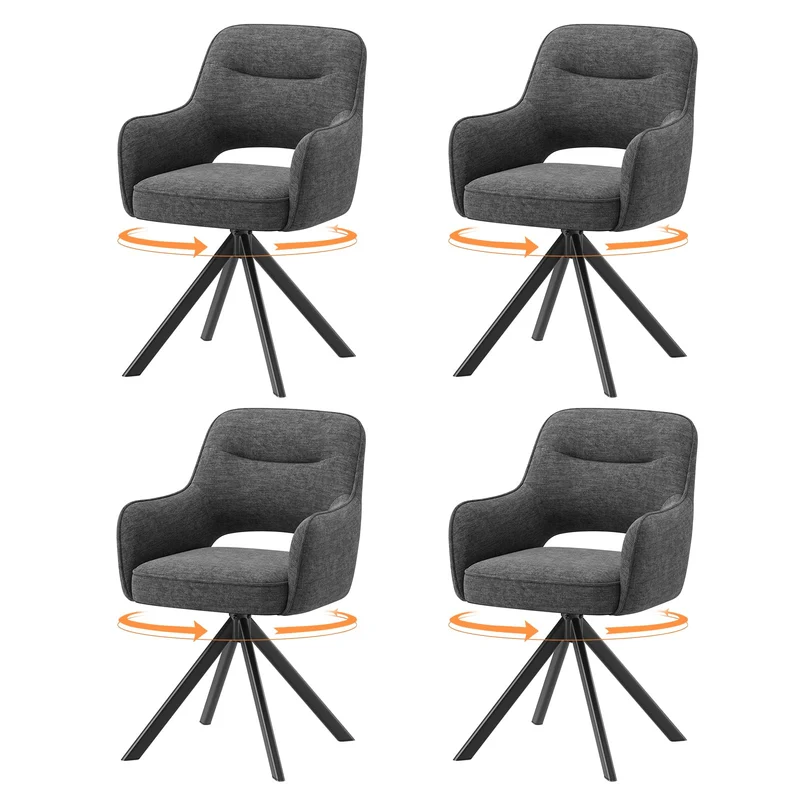 COLAMY Drehstühle für Esszimmer, 2er Set, Drehbare Polsterstühle mit Armlehnen und Rückenlehne, Bequeme Küchenstühle für Wohnzimmer & Essbereich, Beige
