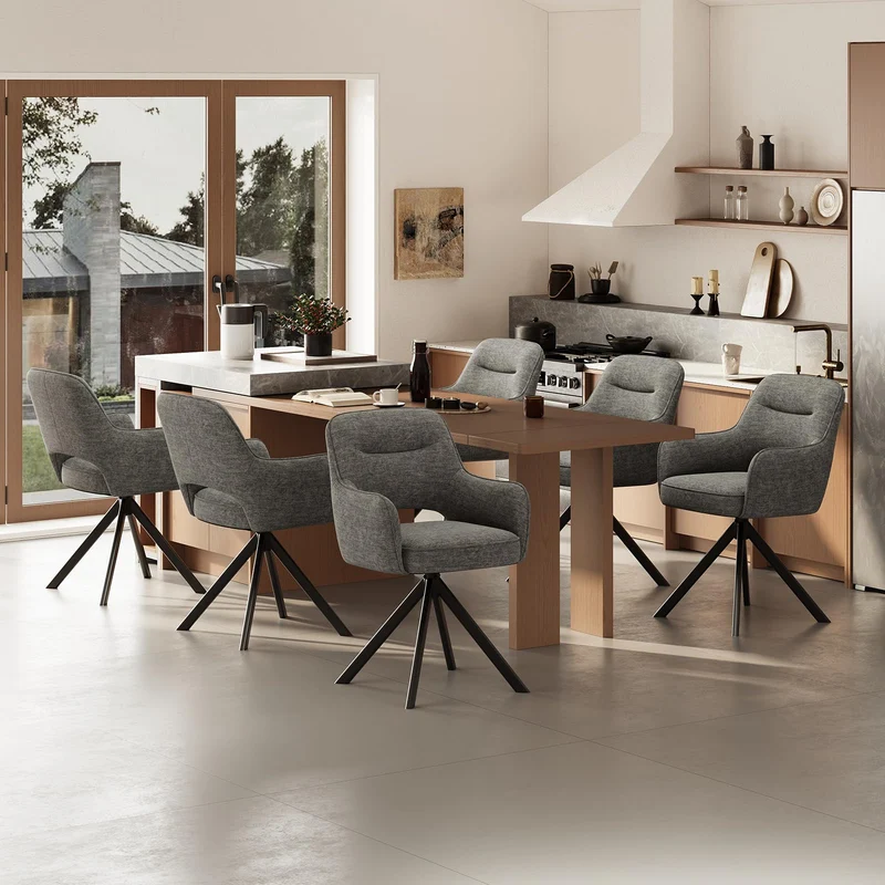 COLAMY Drehstühle für Esszimmer, 2er Set, Drehbare Polsterstühle mit Armlehnen und Rückenlehne, Bequeme Küchenstühle für Wohnzimmer & Essbereich, Beige