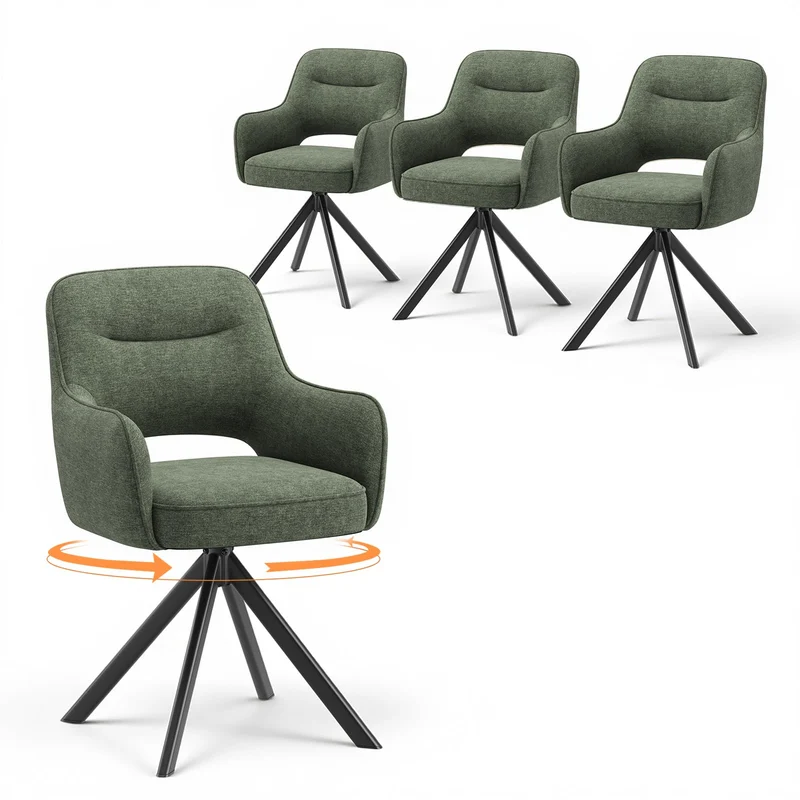 COLAMY Drehstühle für Esszimmer, 2er Set, Drehbare Polsterstühle mit Armlehnen und Rückenlehne, Bequeme Küchenstühle für Wohnzimmer & Essbereich, Beige