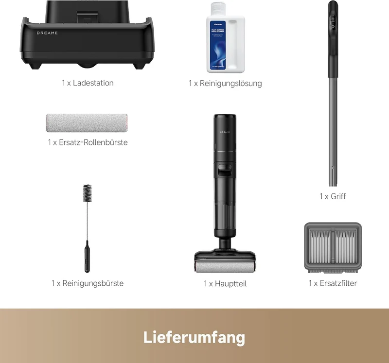 dreame H12 Pro FlexReach Nass- und Trockensauger, Flaches 180°-Design, Trocknung in 5 Minuten, 18.000 Pa Saugkraft, 90 °C Heißwäsche, Doppel-Kantenreinigung, Reinigung in 50 Minuten